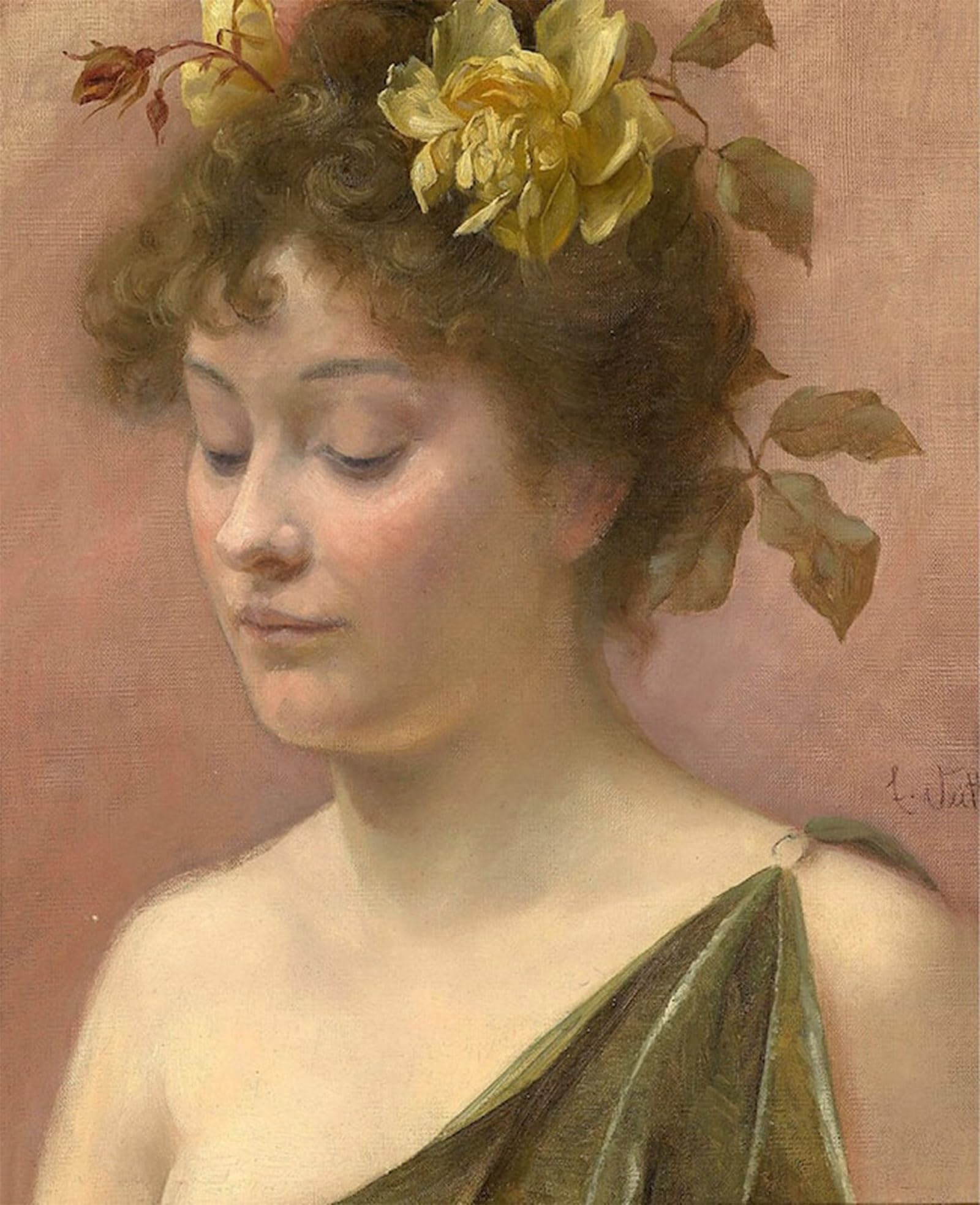 ARTXLXXBN Famous Art Print Poster Vintage Wall Art Portrait of a Young Lady by Eduard Veith Canvas Art Poster for Home Decor 60x90cm