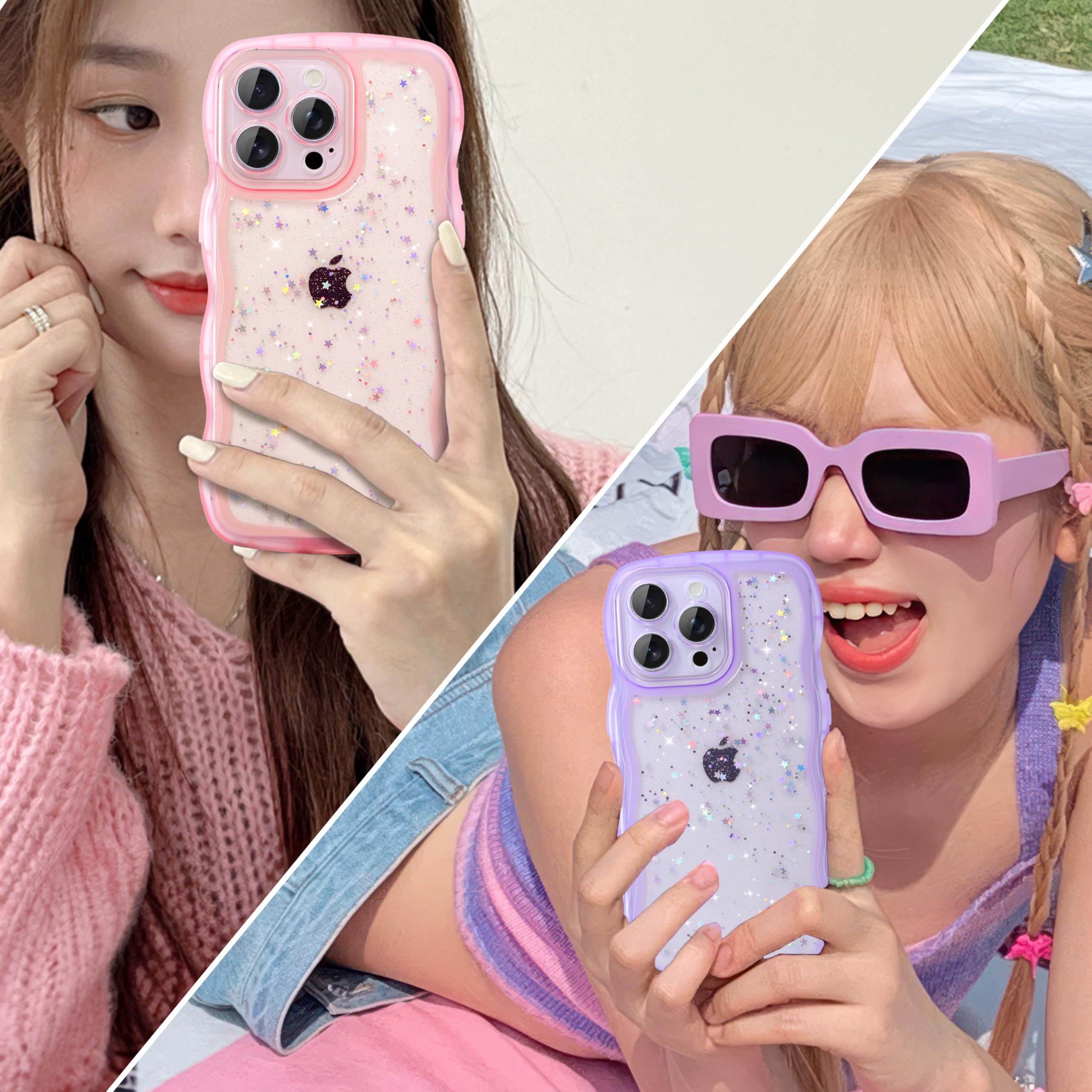 Amazon.com: IAIYOXI Case for iPhone 14 Pro Max - Curly Wave Edge  