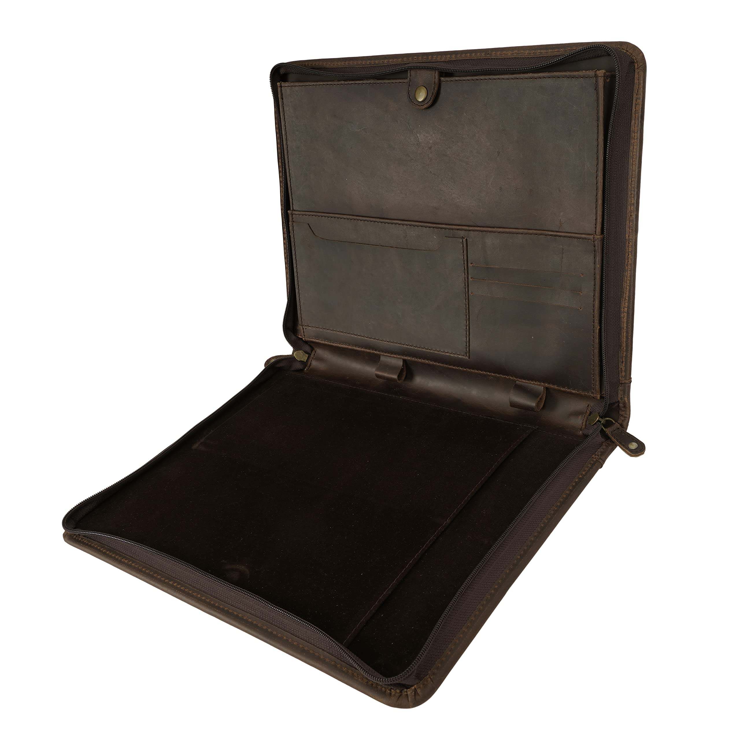 Genuine Leather Business Laptop Portfolio Organizer Case for Laptop Folio Case with Organizer Pocket, Professional Organizer for Men & Women Padfolio