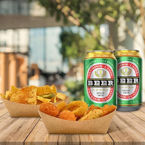 Miniatura 6 de Ocmoiy Bandejas de papel kraft de 1 libra, paquete de 100 unidades de botes de comida resistente, bandeja desechable para servir alimentos, bandejas