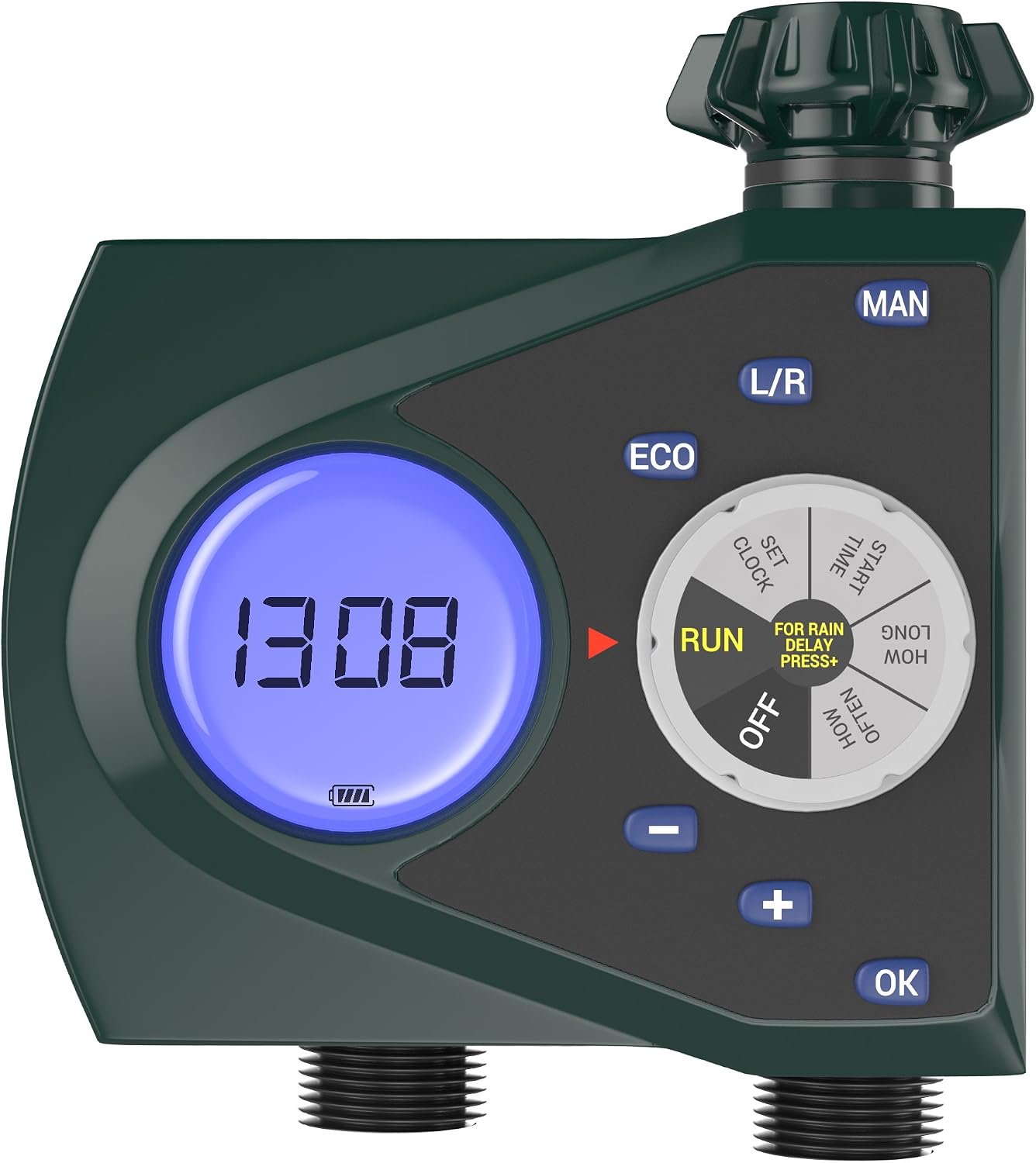 Gideon Dual-Valve Hose Water Timer Sprinkler Timer Irrigation Controller System – Battery Operated; Easy Hose Connection with Simple to Use Digital System – for Garden, Flowers and Lawn