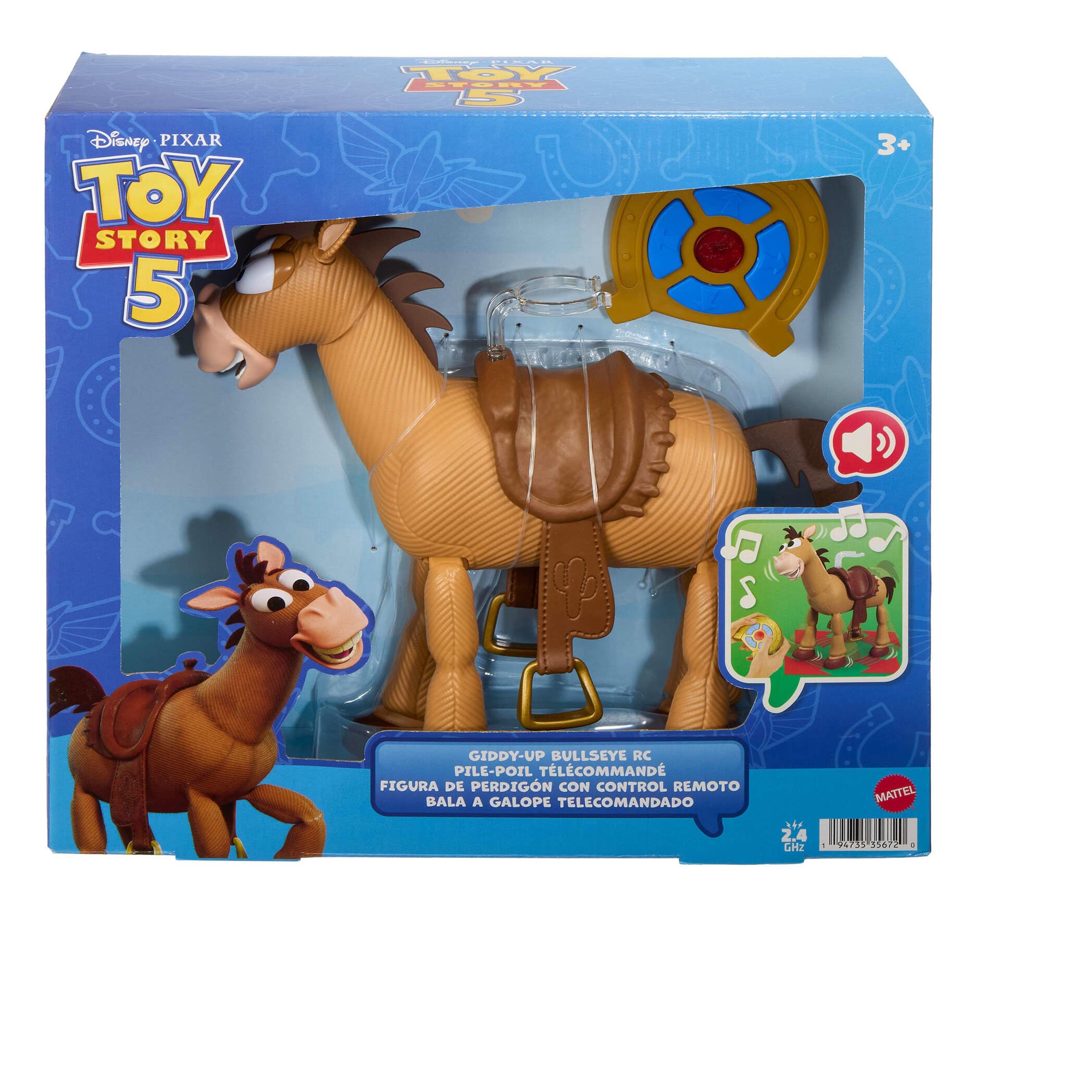 Mattel Disney y Pixar Toy Story 5 Moonspell Magic Giddy-Up Bullseye RC | Juguete caballo RC a escala 30 cm con sonidos y clip para figura (se vende por separado), JKV52