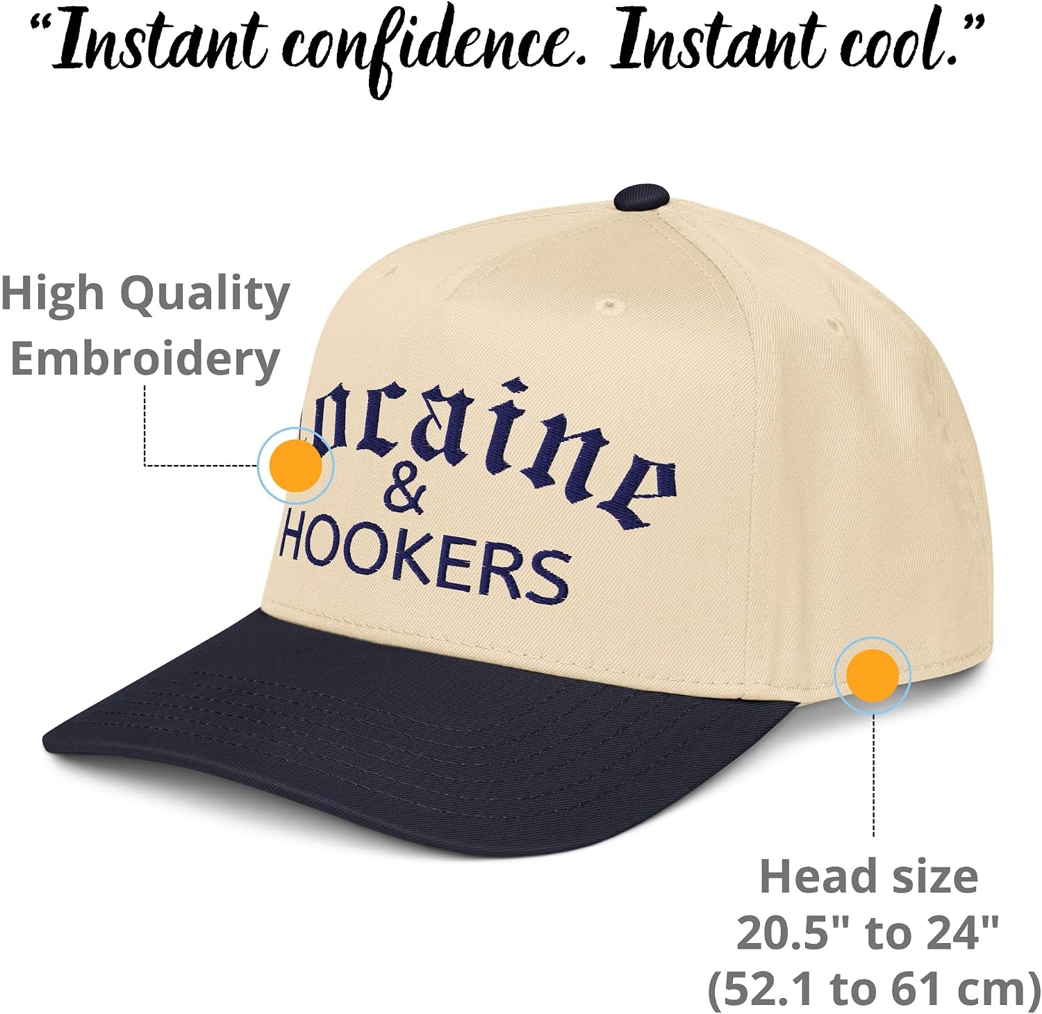 NX1 Cocaine Hookers 2 Tone Hat Embroidered Mid Crown Curved Bill Snapback Cap for Men and Women