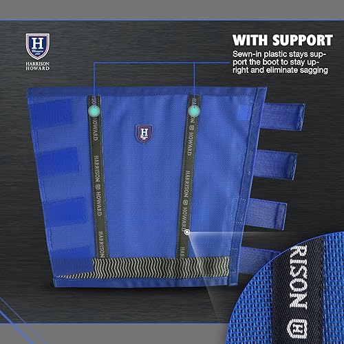 Vista 26 de Harrison Howard Botas de caballo sueltas con protección UV, leggings de malla fina duraderos con tiras reflectantes (juego de 4)