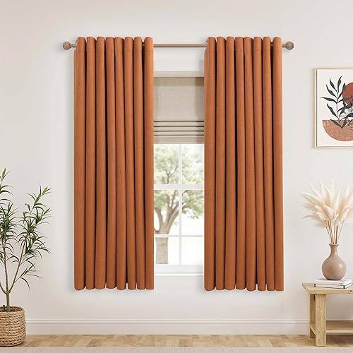 Miniatura 57 de Cortinas opacas de lino blanco de 84 pulgadas de largo, juego de 2 paneles, cortinas opacas con aislamiento térmico que oscurecen la habitación con