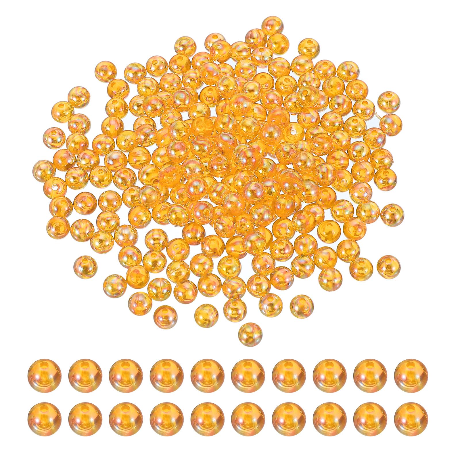 PATIKIL 8mm Fishing Beads, 200 Pcs Acrylic Holographic Beads Round Fishing Bait Eggs Rig Bead Tackle Lures Accessory for Fishing Rigs Baits Lures, Orange