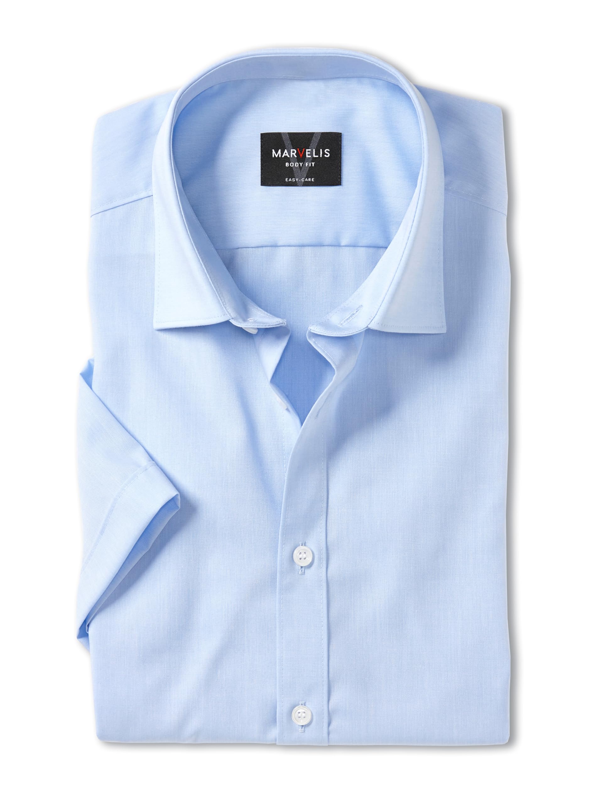 Marvelis Męska koszula biznesowa z krótkim rękawem Body-Fit, Chambray, New York Kent