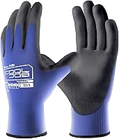 Vista 15 de COOLJOB Paquete de 12/60 pares de guantes de trabajo de seguridad a granel con revestimiento de poliuretano de agarre, guantes de punto sin costuras