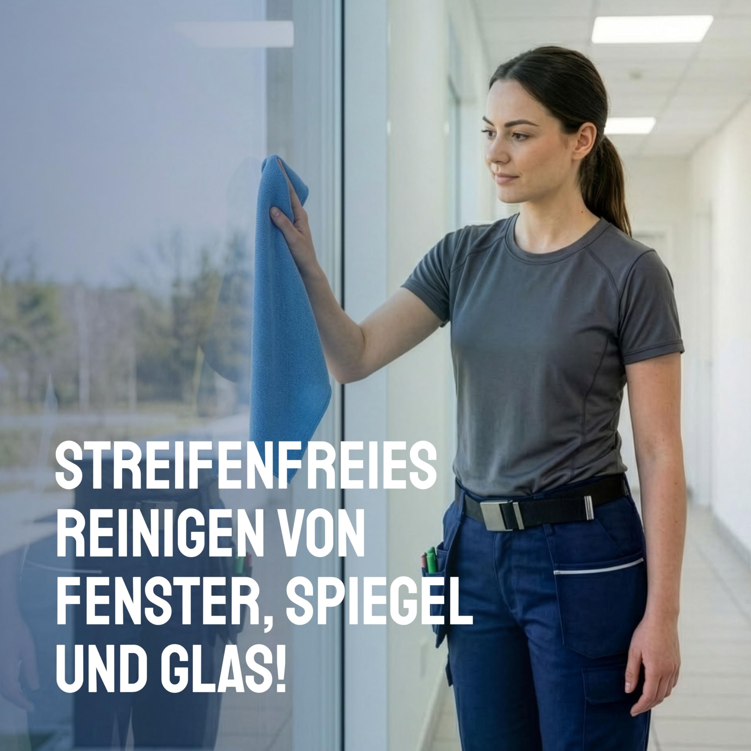 Sonty Profi Fensterputztücher XL 50x70 cm – 10er Maxi-Pack Microfaser Fenstertuch streifenfrei | Glastuch & Zaubertuch für Glas, Spiegel, Wundertuch Küchenfronten | Waschbar 40–90°C (Blau)