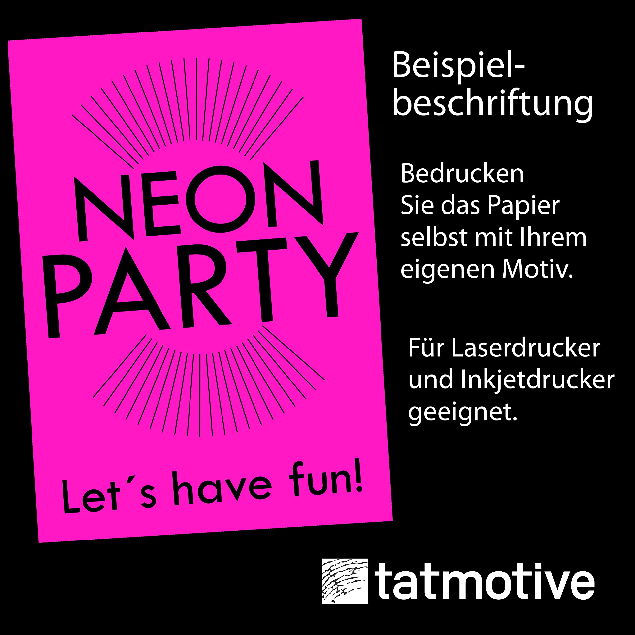 TATMOTIVE Neonpapier NEON DIN A4, 80 g/qm farbiges Briefpapier, Leuchtpapier, 250 Blatt - Pink