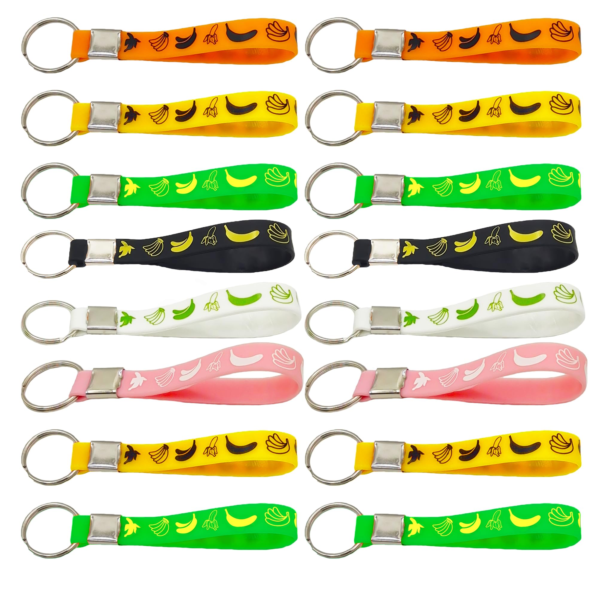 ATSMOICY 24PCS Banana Rubber Keychains Cute Fruit Party Themed Birthday Party Favors Supplies Decorations Goodie Bag Favor Stuffer Stretchable