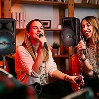 Vista 8 de QFX PBX-800TWS Sistema PA estéreo TWS Bluetooth de 8 pulgadas con 2 altavoces de 8 pulgadas, 2 micrófonos, 2 soportes y un control remoto