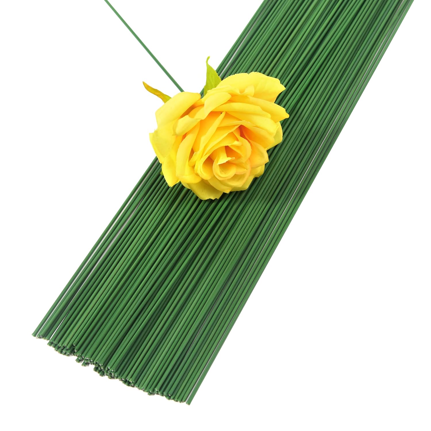 100 Pcs Floral Stem Wire - 16 Inch 2 Gauge Dark Green Floral Wire for DIY Paper Flowers, Bouquet Arrangements, Wreath Making, Crafts and Florist Supplies