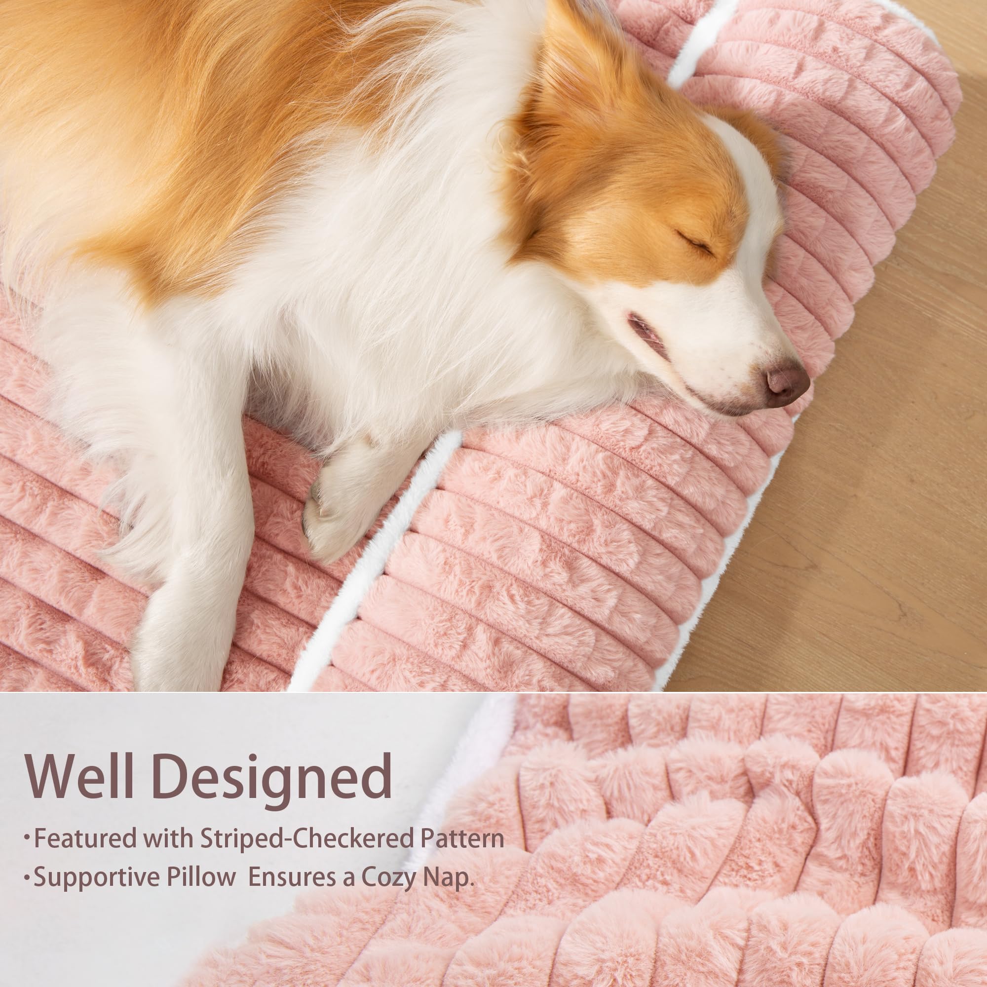 Cama ortopédica para perros grandes, cesta para perros con cojín XL, mullida, resistente al agua y antideslizante, lavable a máquina, 122 x 76 cm, rosa