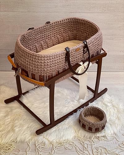Miniatura 2 de Premium Moses Baby Bassinet Comfortable & Secure Unisex Moses Basket 27.5x13.7x9.84" (Basket&Blanket)