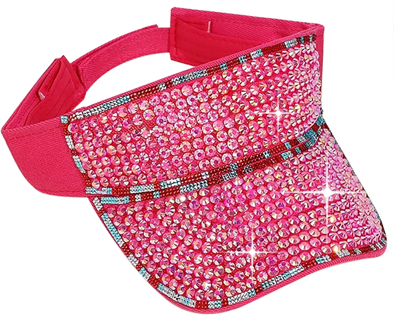 Bling Shiny Rhinestone Sports Sun Visor Hat for Women Summer Adjustable Breathable Beach Visor Caps Running Golf Sun Hat