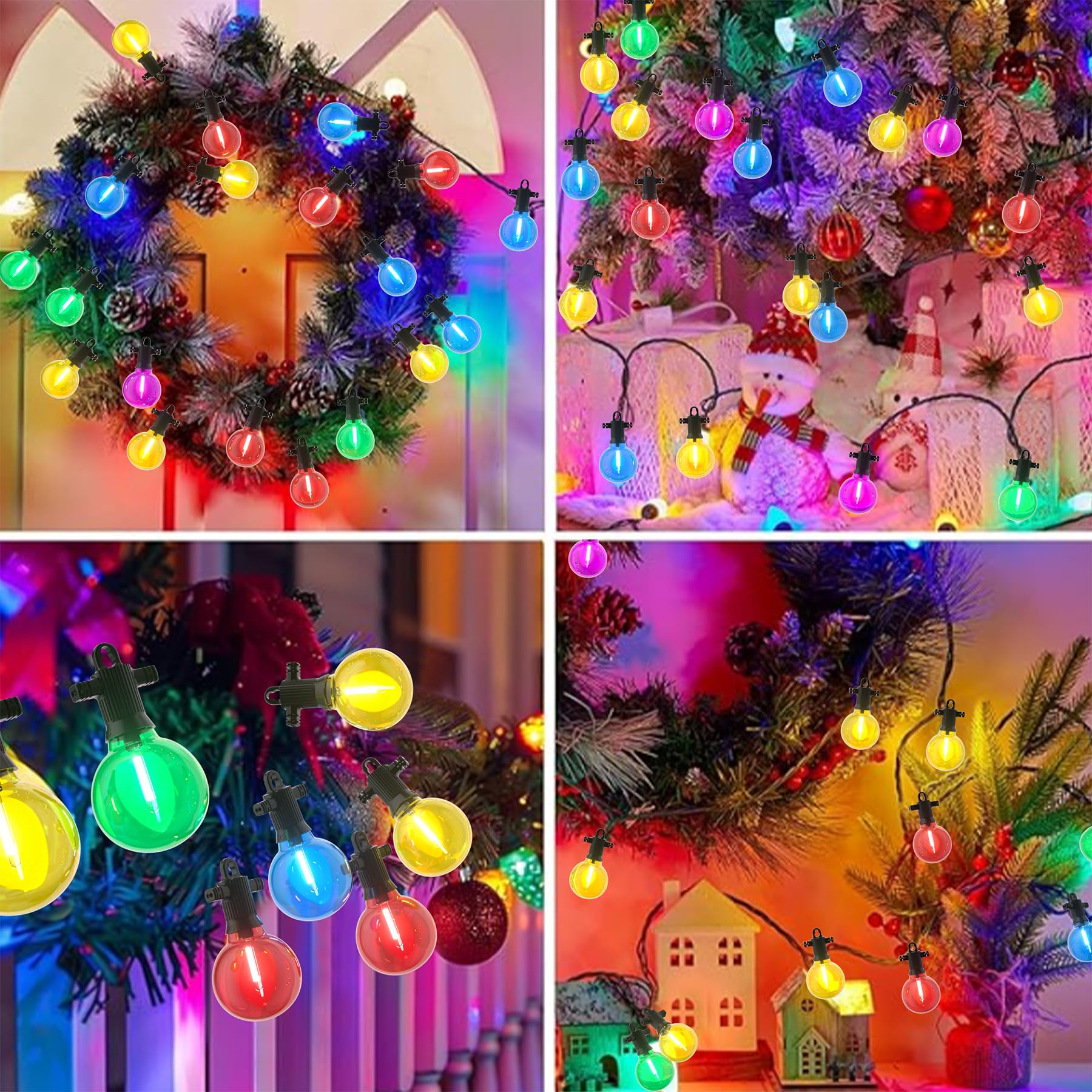 Zuske Bunte LED Lichterkette Außen 15m, 25 G40 Bunte Glühbirnen, mit Stecker, IP65 wasserdicht, für Weihnachten Erntedankfest Geburtstag Party Garten Terrasse Balkon Hochzeit