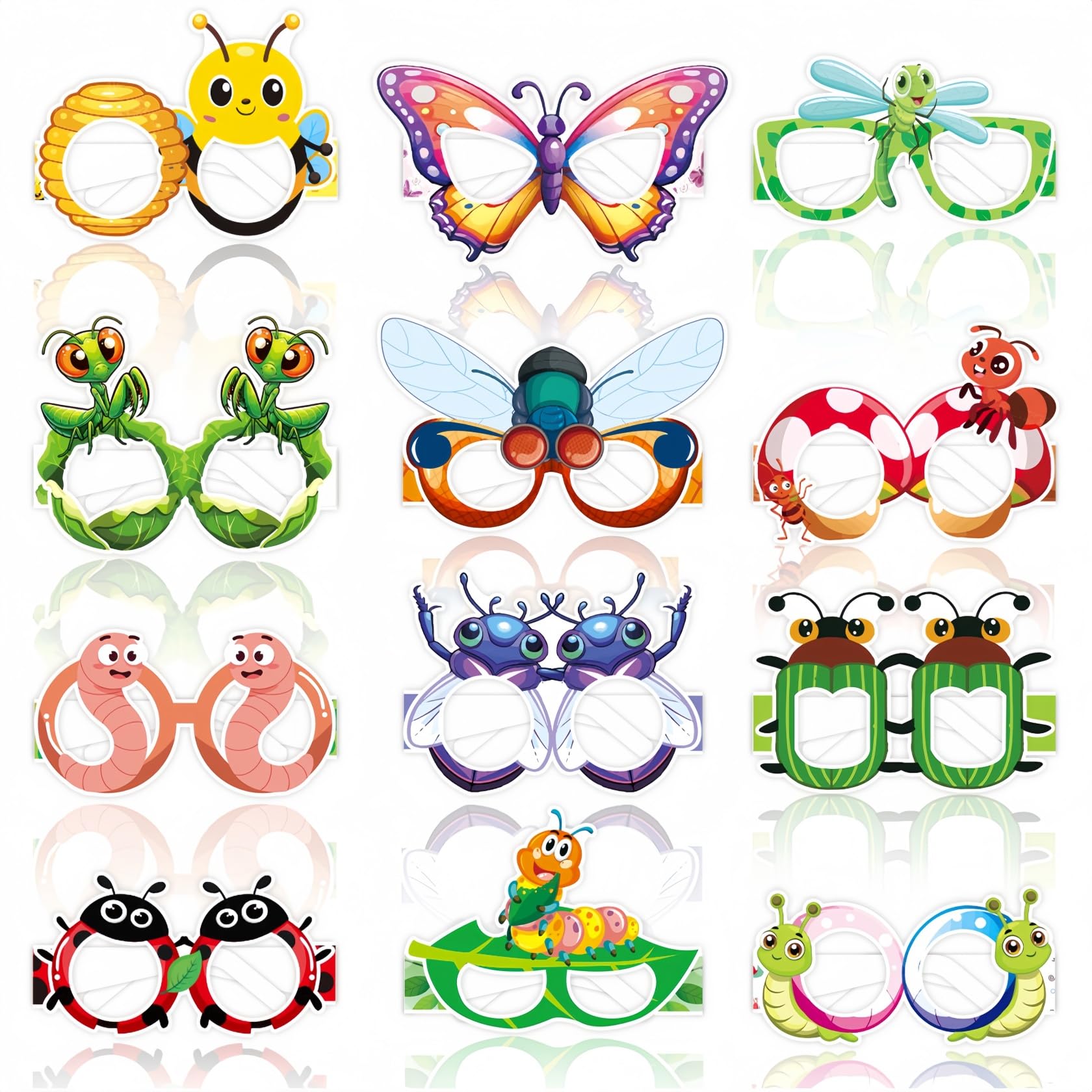 12 Piezas Papel Gafas de Fiesta de Insectos