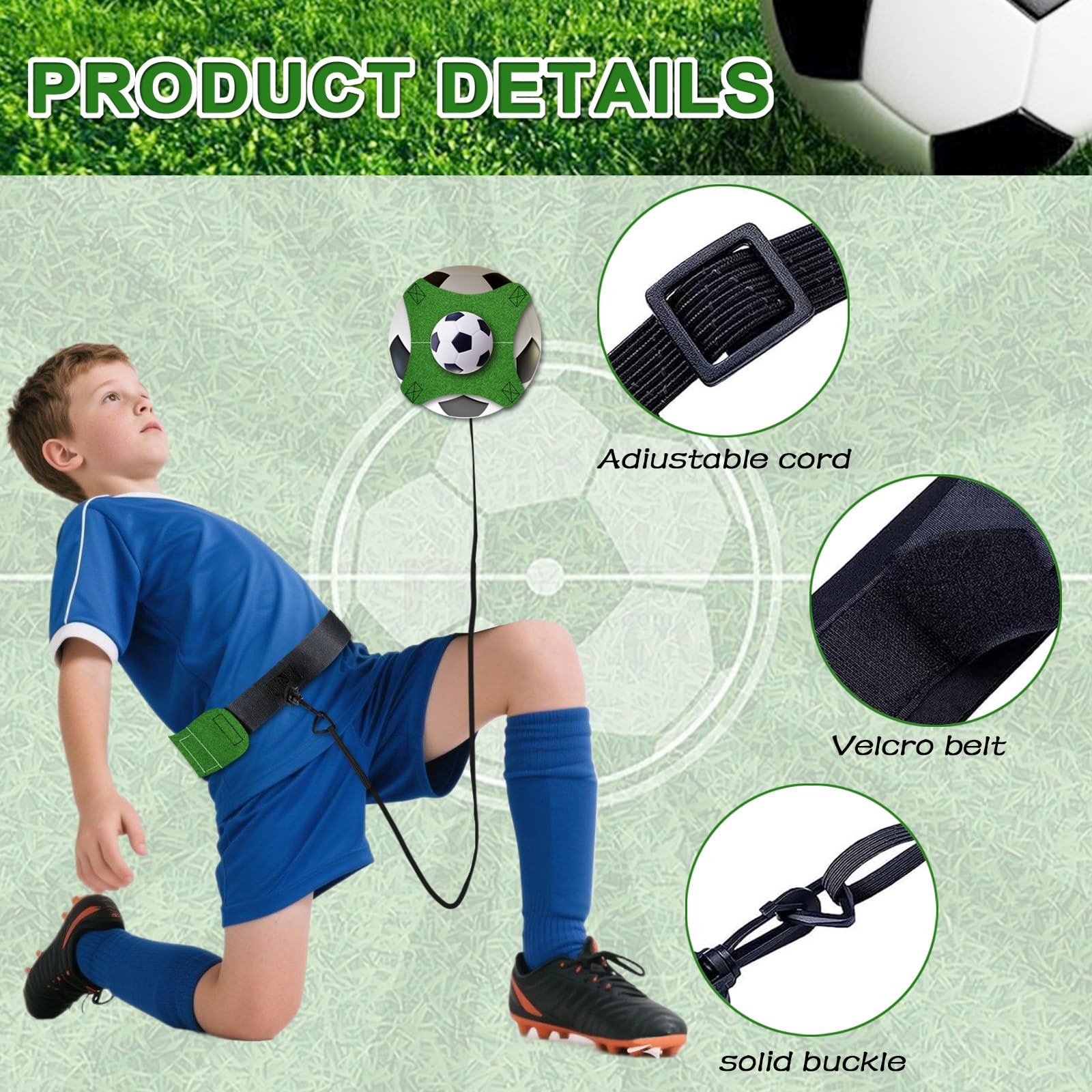 Trainer da Calcio, Fascia Elastico per Allenamento, Adatta per Bambini e Adulti, Fascia Regolabile, Perfetta per Calcio, Pallavolo e Rugby, Materiale Resistente, Alta qualità, 1 Pezzo