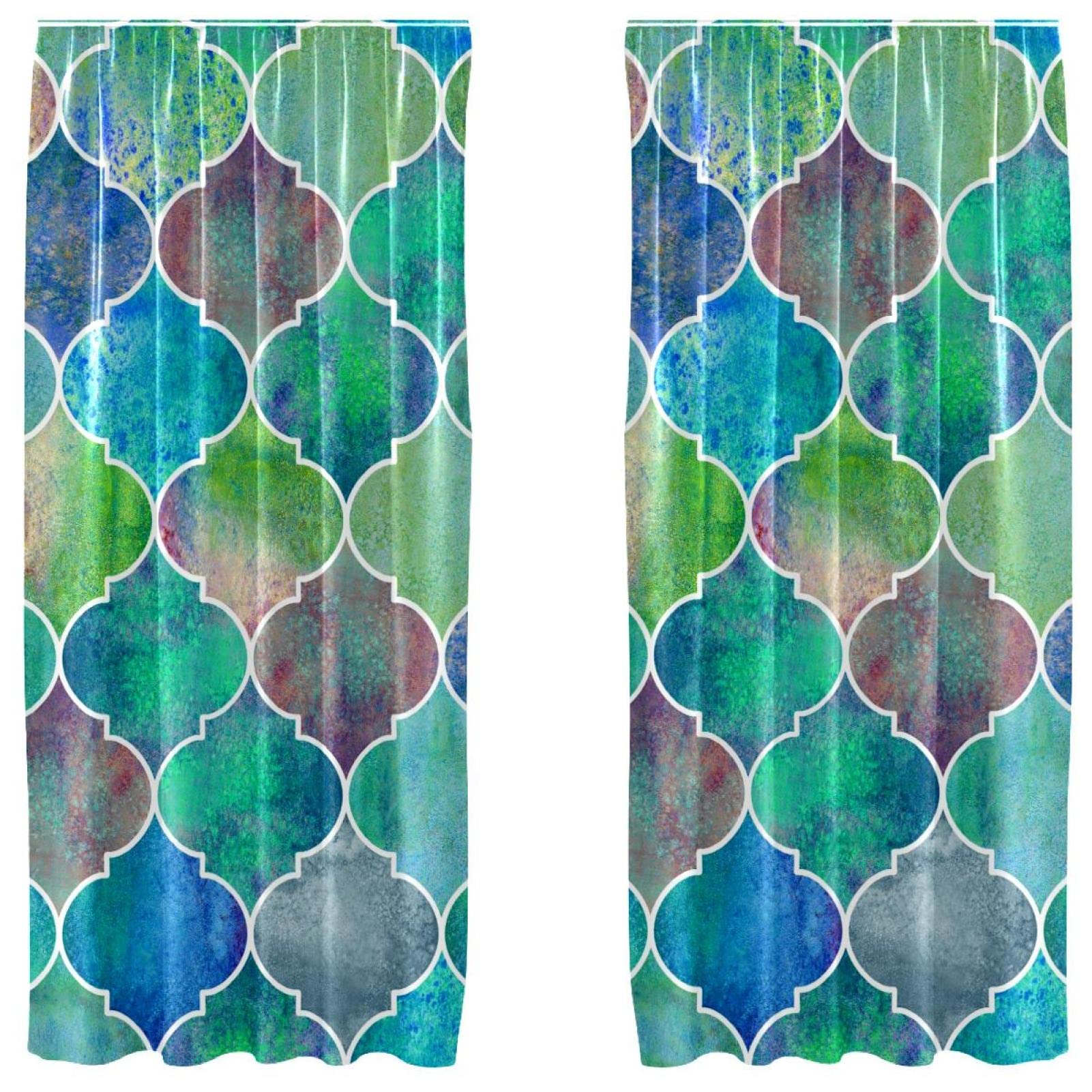 Rideaux pour fenêtre salon chambre motif écailles sirène 140x213cm