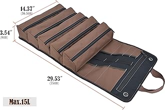 WELKINLAND Heavy-Duty Waxed Canvas Tool roll, 15-Pockets Tool roll, 15L Tool roll bags, Tool bag roll, Tool roll bag, Tool roll up bag, Tool roll organizer, Roll up tool bag organizer