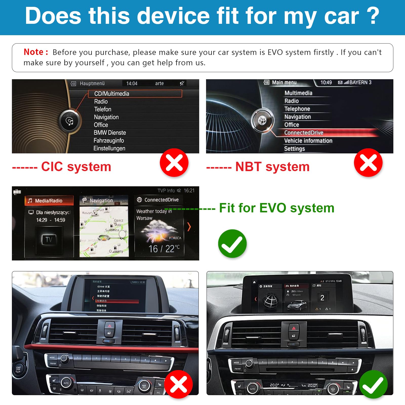 Radio samochodowe 12,3'', CarPlay/Android Auto/Mirrorlink dla BMW EVO 1/2 Series F20/F21 (2017-2019) F23 Convertible (2017-2019) Radio samochodowe z ekranem dotykowym, nawigacja do samochodu