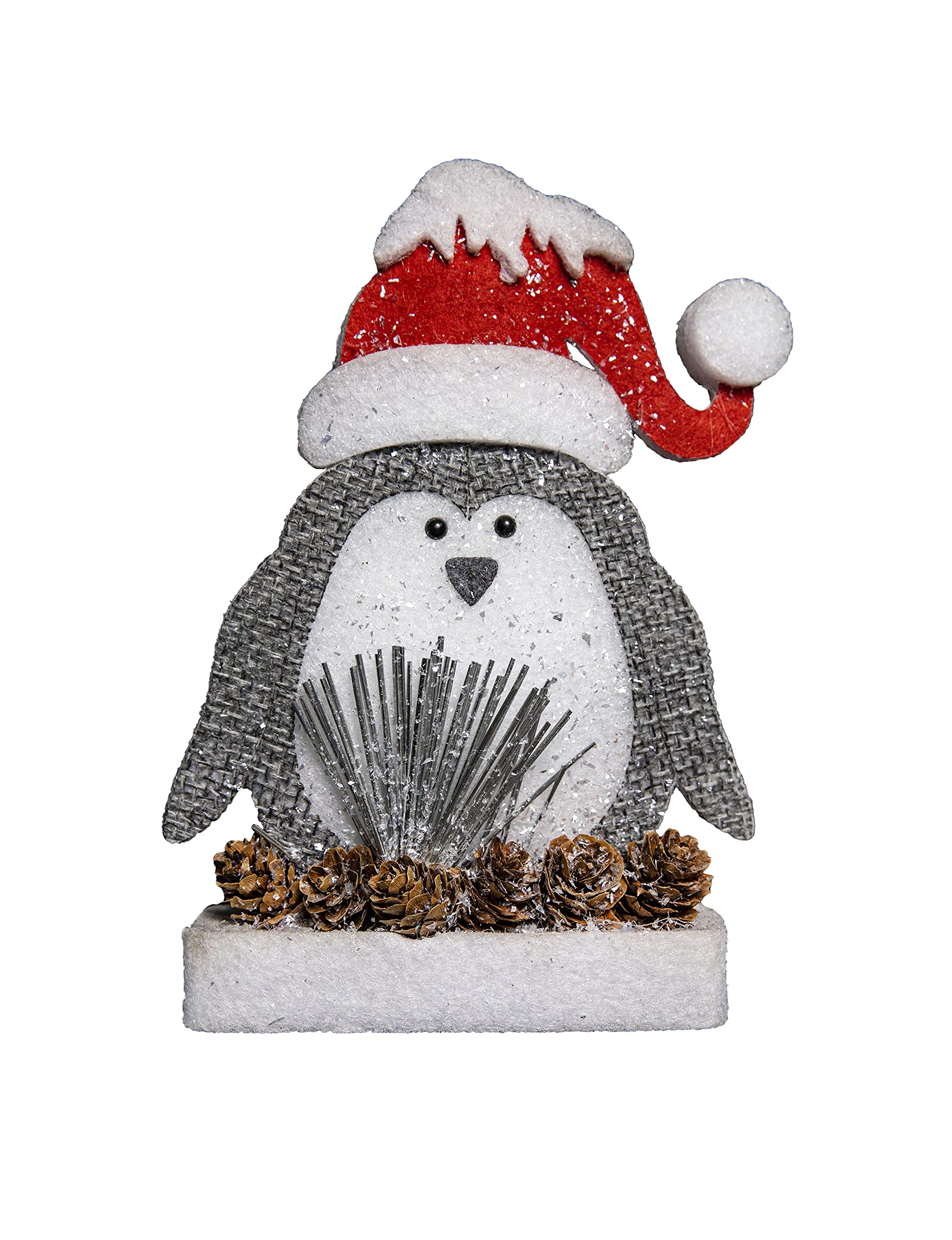 42cm Penguin Christmas Tabletop Figures Window Wall Door Holiday Home Xmas Glitter Foam Showpiece Decorations, Red