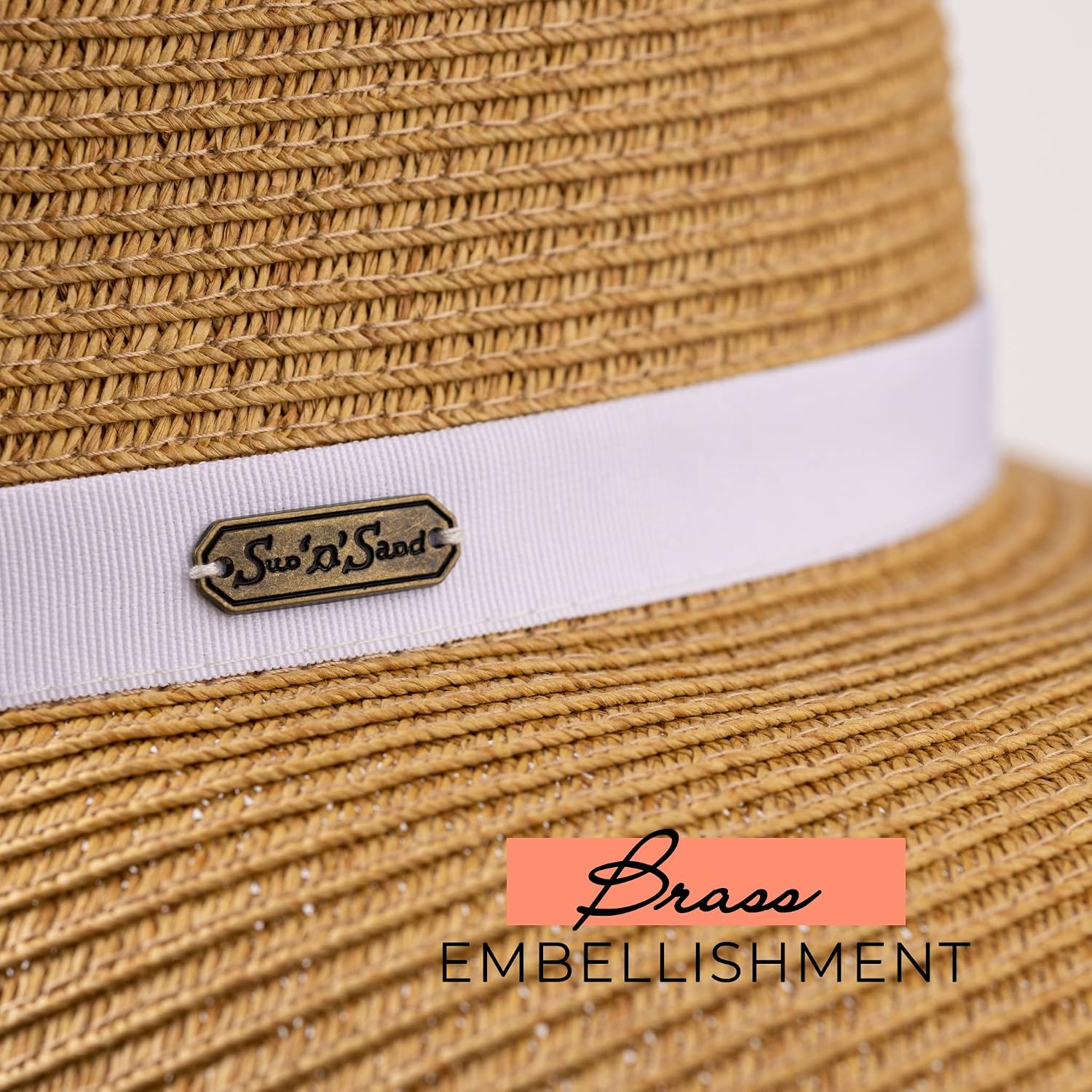 Sun 'N' Sand French Laundry Straw Sun Hats for Women - Backless, Foldable, and Packable Hat - Beach Hat for Women - 4" Brim
