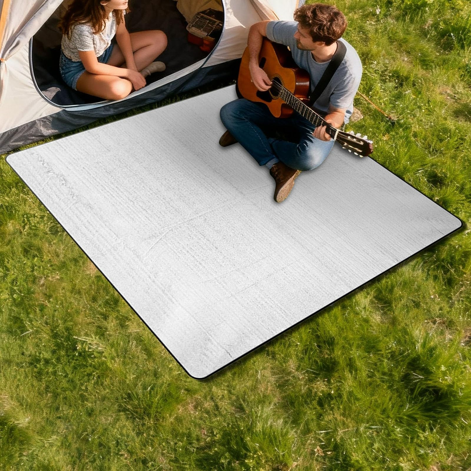 Tapis De Camping Aluminium Double-face – Imperméable, Thermique, Pliable – 100x200 Cm, Avec Sac De Rangement