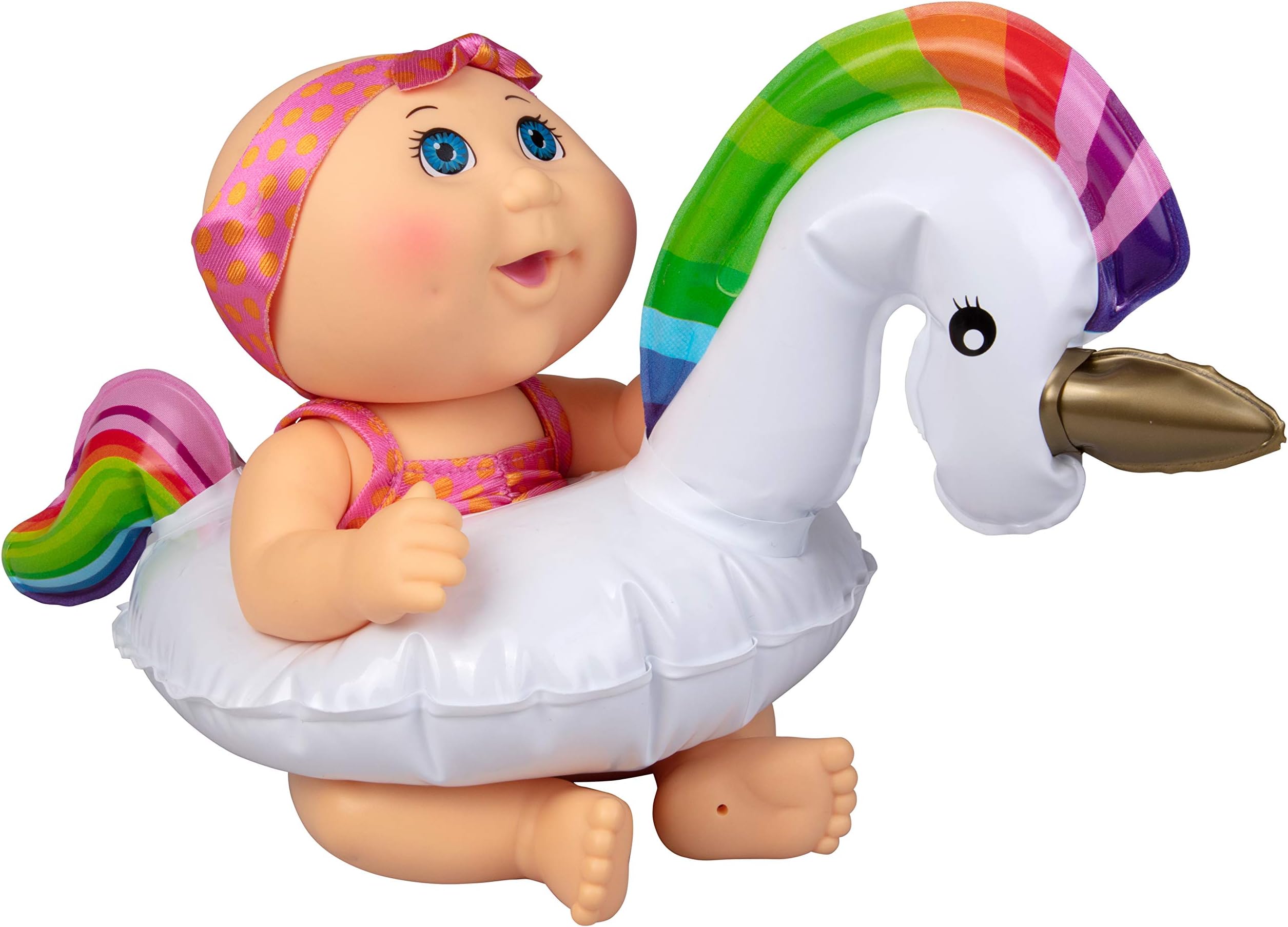Cabbage Patch Kids Splash N' Float Toy Doll for Pool, Beach, Bath & Swimming - It Really Floats in Water! - Baby with Unicorn Inflatable Tube - Summer Gift for Kids Ages 2+