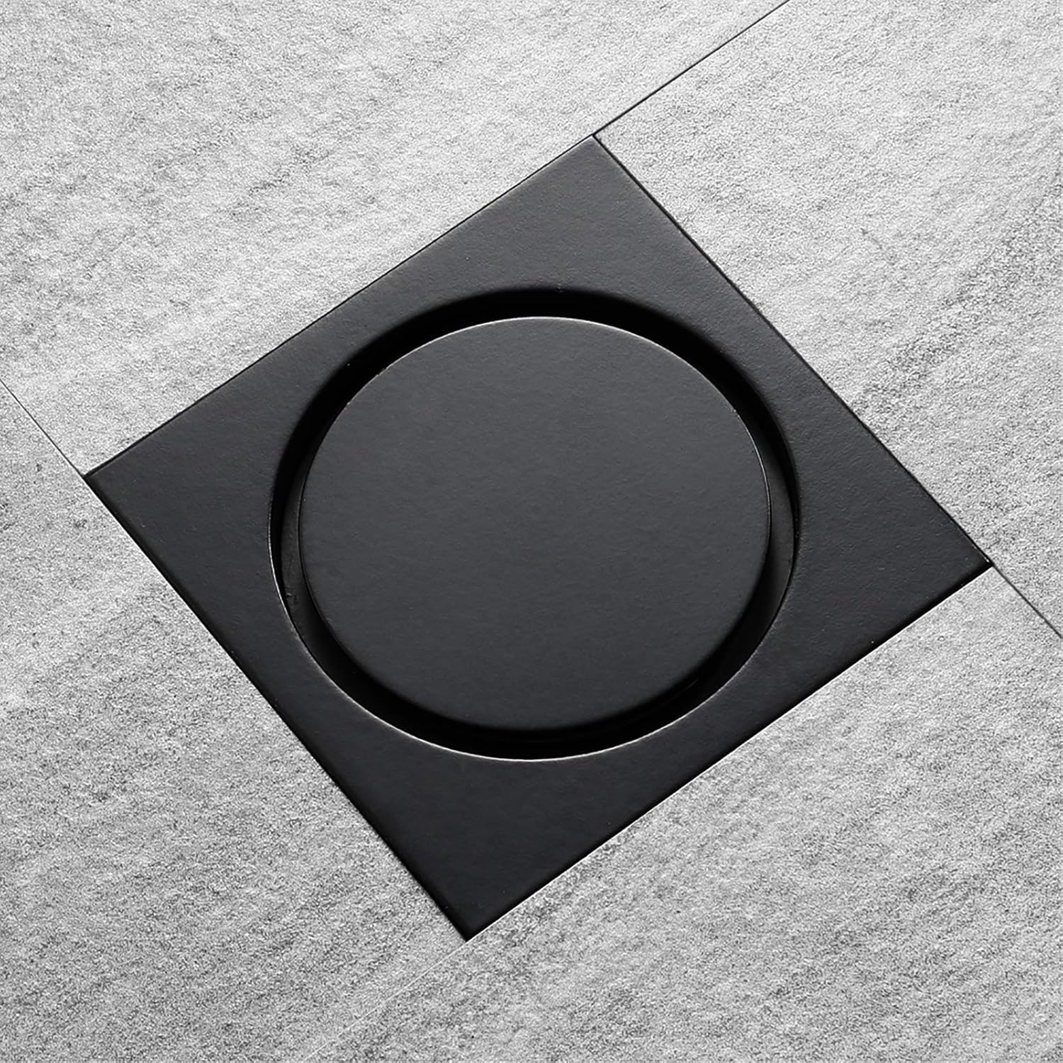 正方形シャワー排水管 4 インチ ブラック 床排水管 真鍮シャワー床 取り外し可能なカバー付き バスルーム プラスチック消臭コア