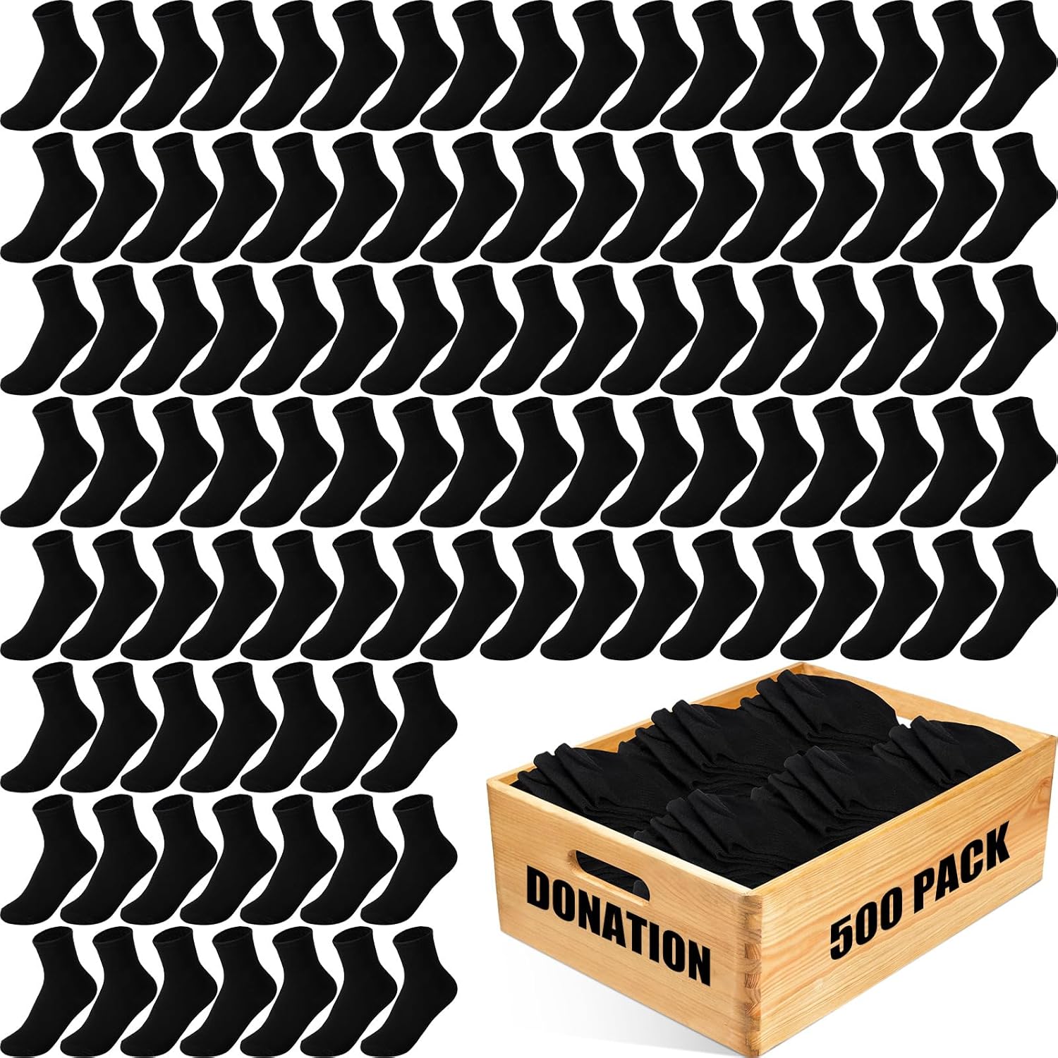 Handepo 500 Pairs Bulk Pack Crew Socks Ankle Socks for Homeless Moisture Wicking Breathable Casual Sports Sock for Unisex Adult Men Women Wholesale