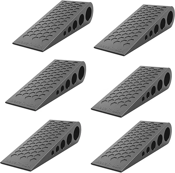 Door Stoppers for Bottom of Door Premium Floor Rubber Door Stop Wedge Made in USA Heavy Duty Honeycomb Design for Carpet, Tile, Ideal for Home, School, Commercial, Black 6 Pack