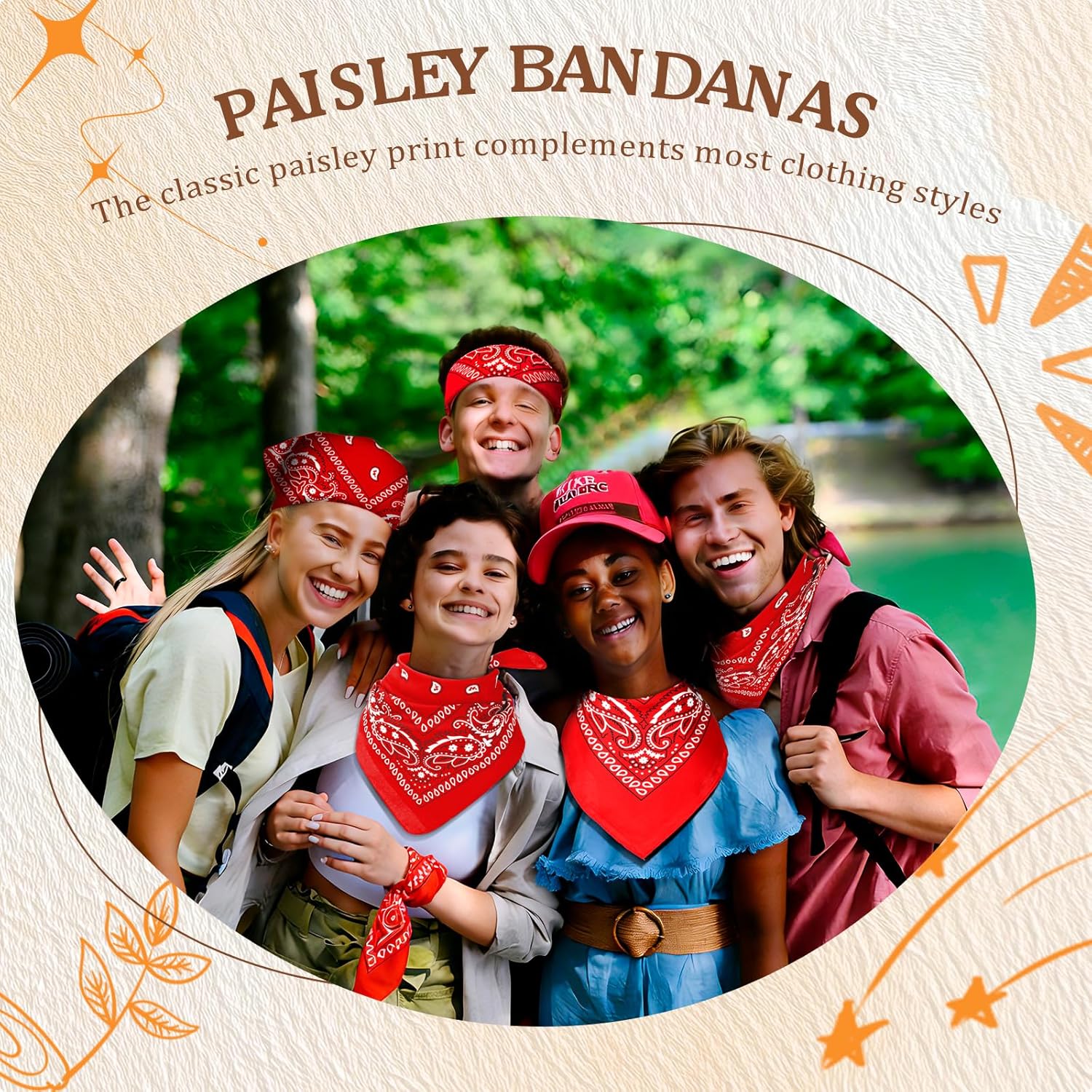 100 Pcs Bandanas Bulk Paisley Bandanas Cowboy Headband Scarf Face Mask for Men Women