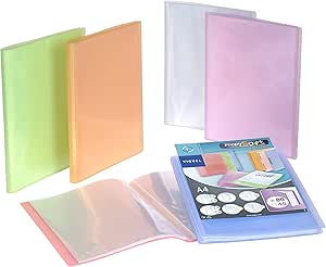 Porte-vues A4 120 Vues Viquel - 60 Pochettes Plastique, Couverture Rose, Fermeture élastique