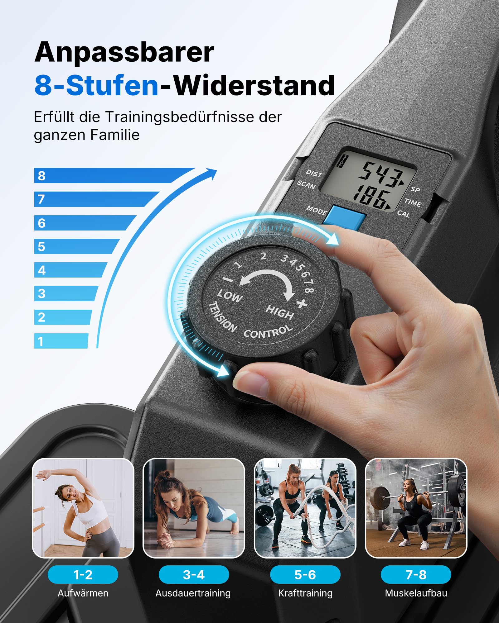 MERACH Mini Ellipsentrainer Untertisch für Zuhause & Homeoffice, Beintrainer im Sitzen, Pedaltrainer unter dem Schreibtisch, Leise & Tragbar mit 8 Widerstandsstufen, LCD-Display, Große Pedale