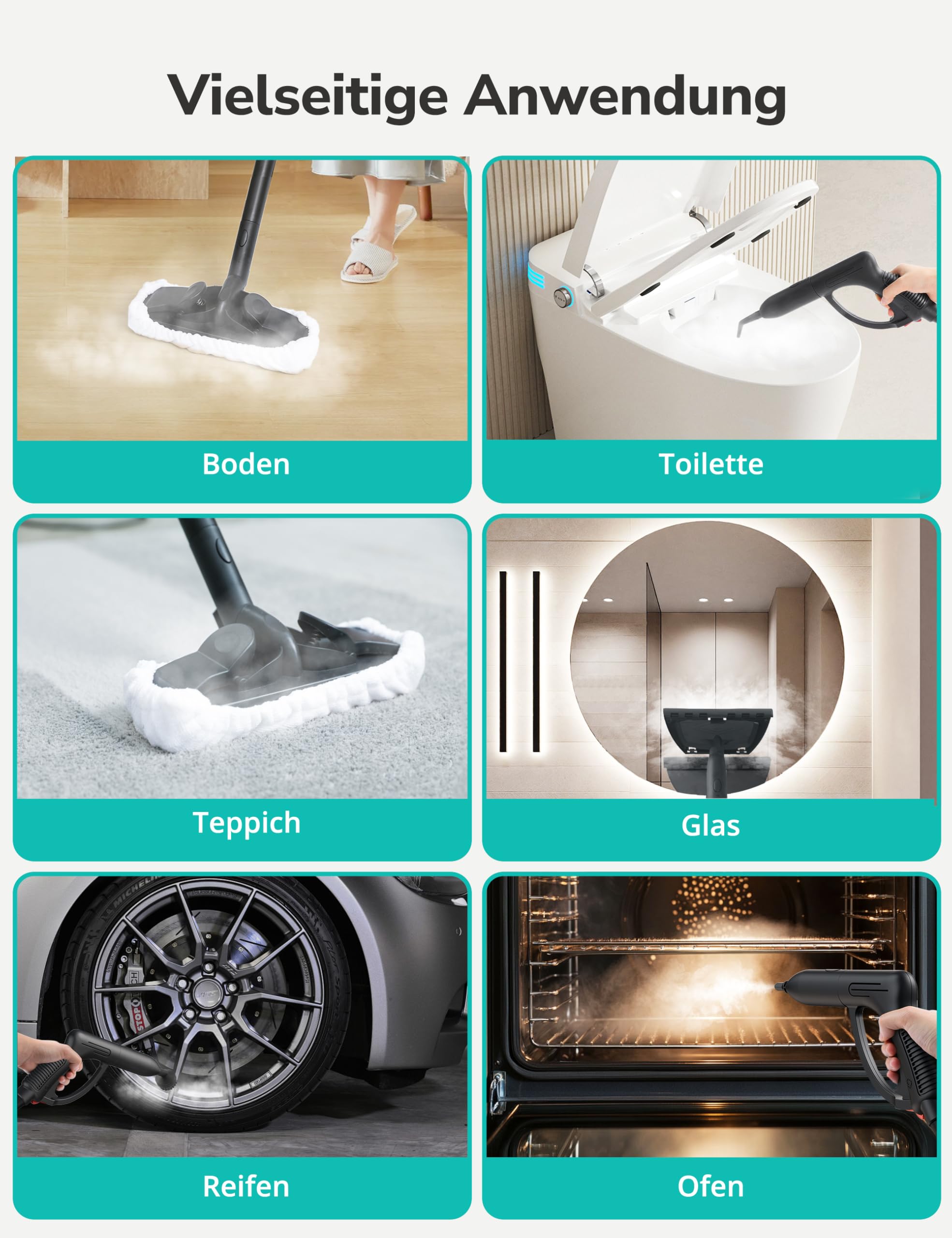 Aspiron Limpiador de vapor a presión de vapor de 4 bares, vapor caliente de 145 °C, multifuncional, con 18 accesorios, con almacenamiento, para coche, cama, alfombra, azulejos y suelos
