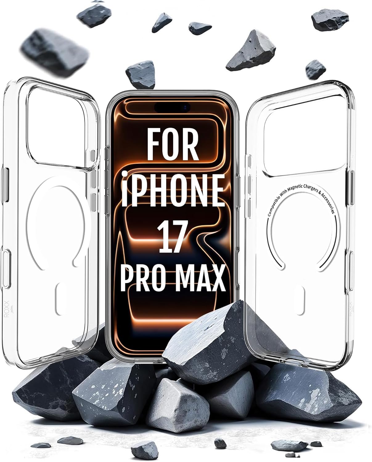 Roxx Clear Case | Like The Original, Only Better | Yellowing-Resistant | for iPhone 17 Pro Max | with Camera Button | Hardcase | Screen & Camera Protection | for MagSafe Accessories