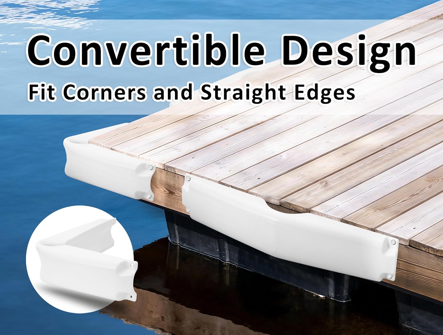 PVC Boat Fenders for Docking, Flexible Boat Dock Bumpers for Straight Edge & Corners, Pontoon Corner Guard, 21 in. L x 4 in. W, Pack of 2