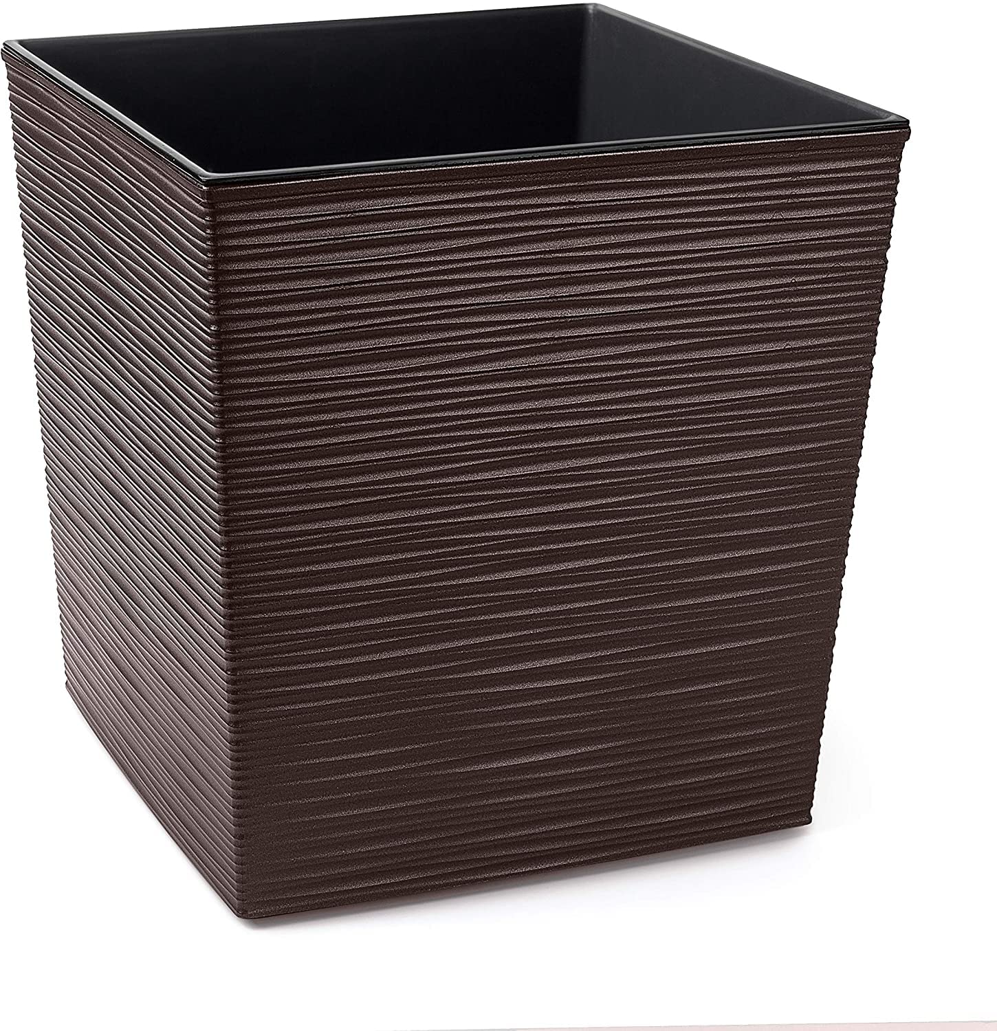 Gordanluk Low Flowerpot Square Textured Flowerpot with internal liner indoor plant pot large plant pots outdoor plant stand (Brown, 19 x 19 x 19.5cm)