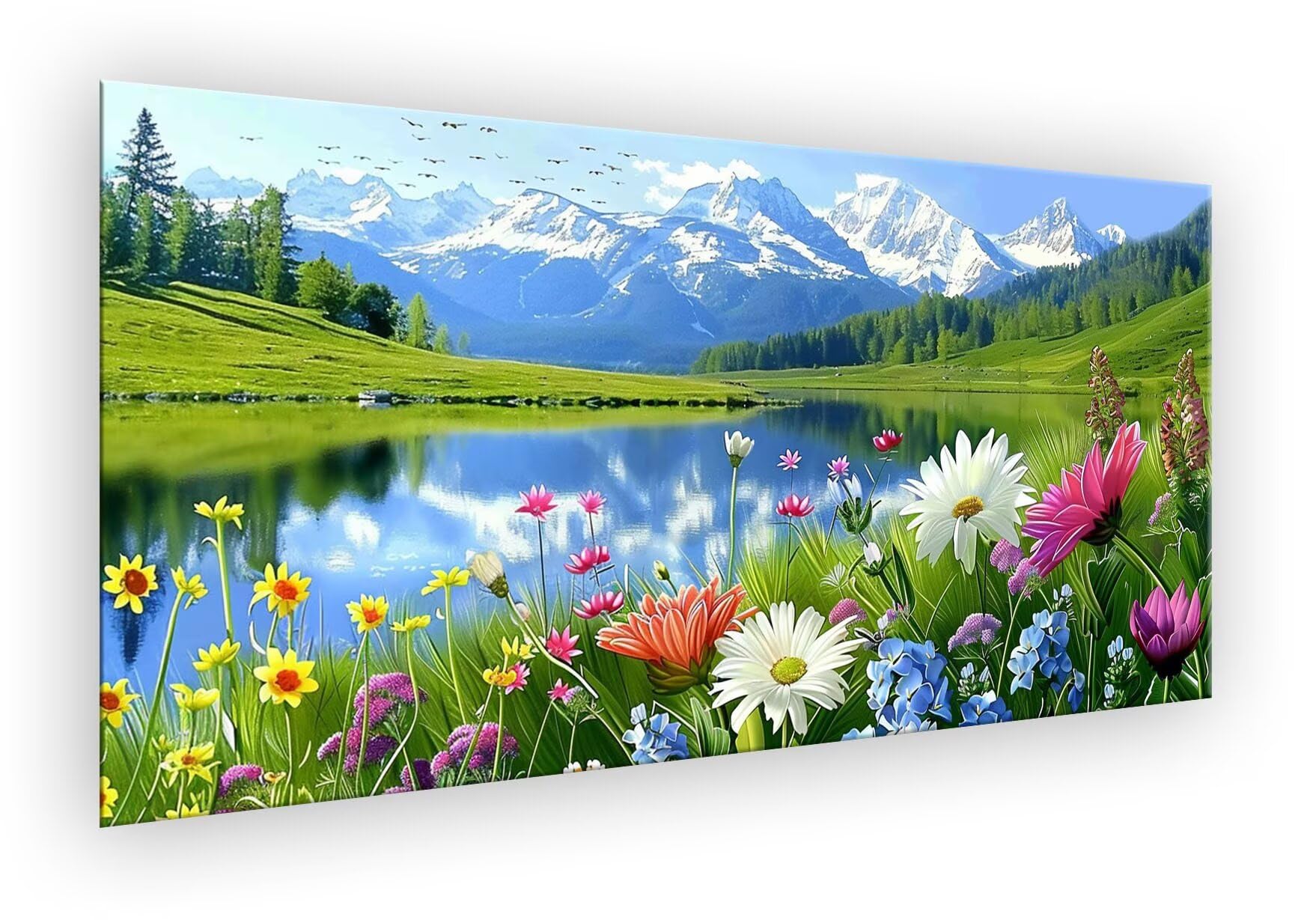 Pintar por Numeros Adultos Crisantemo, Montaña Pintar por Numeros DIY Painting by Numbers Kits, con Lienzo Sin Arrugas, Pinceles y Pintura Acrílica para Decoración Pared Hogar Sin Marco 50x100cm XD-19