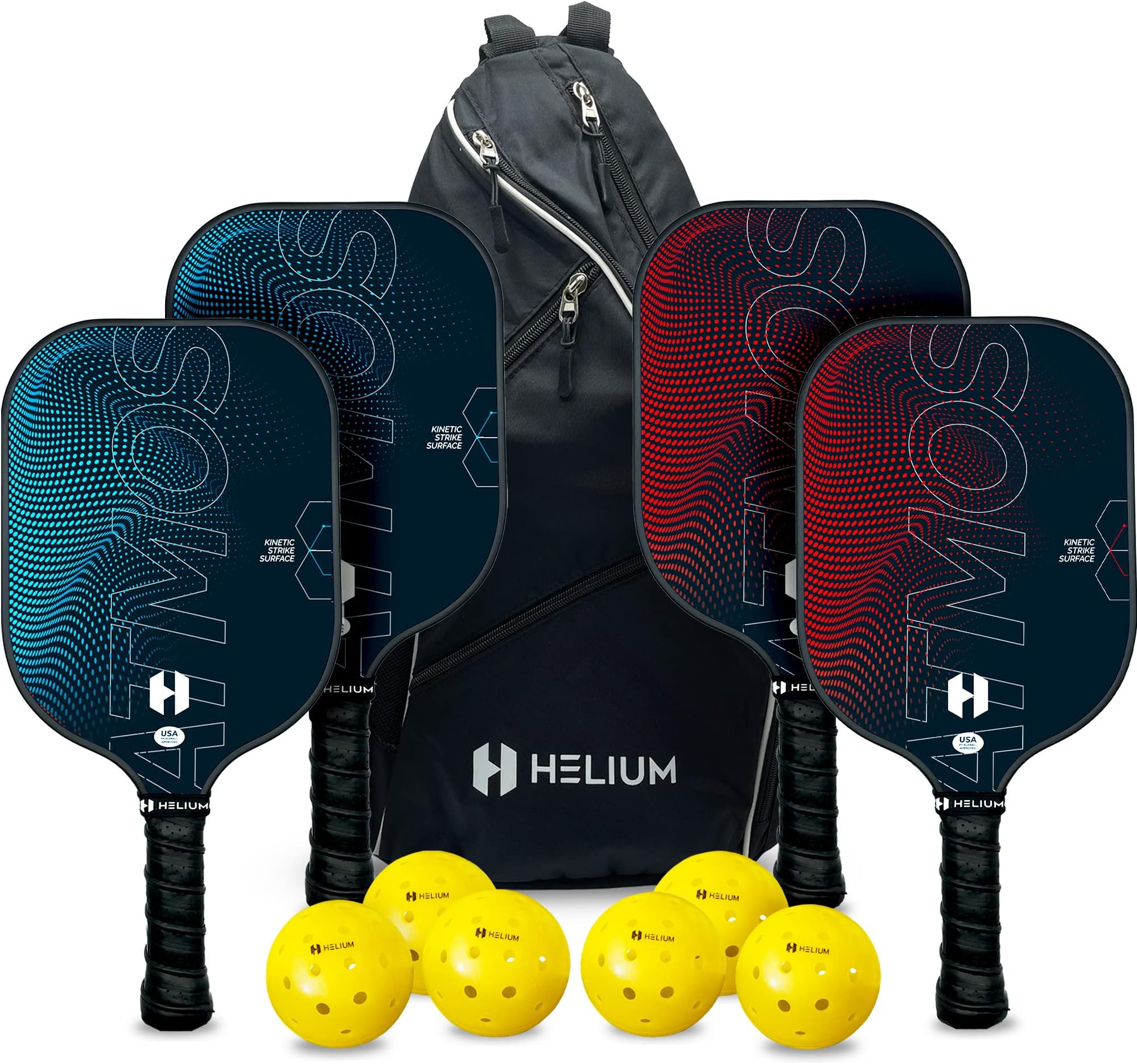 Helium Pro Carbon Fiber Pickleball Paddles - USAPA Certified - High-Spin Texture, Lightweight Honeycomb Core