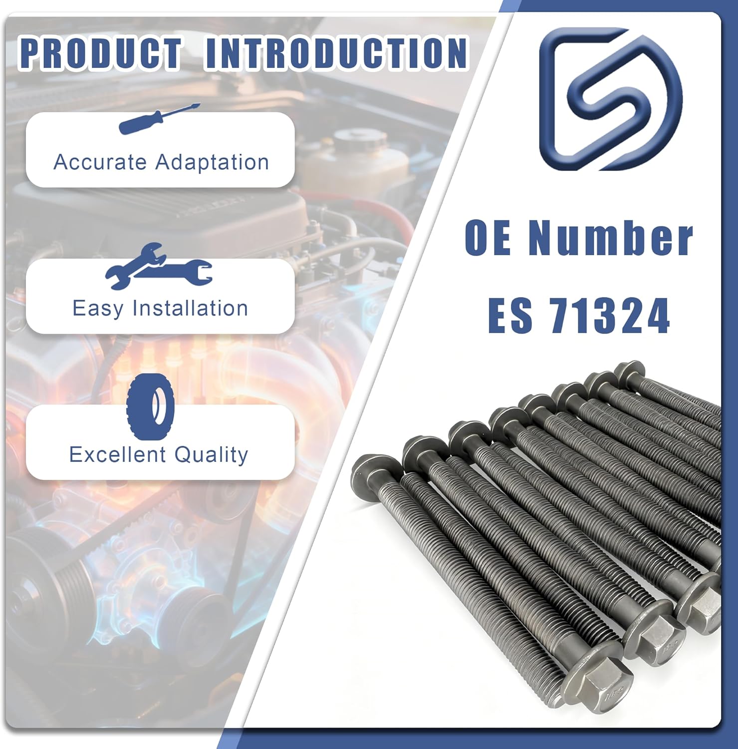 ES71324 16Pcs Engine Cylinder Head Bolt Set Compatible with Ford F-150 Edge Explorer Transit 150 250 350 (2009-2020) & Lincoln MKX/MKZ/MKS/MKT 2009-2019 Replaces AT4Z6065B,WG2093937