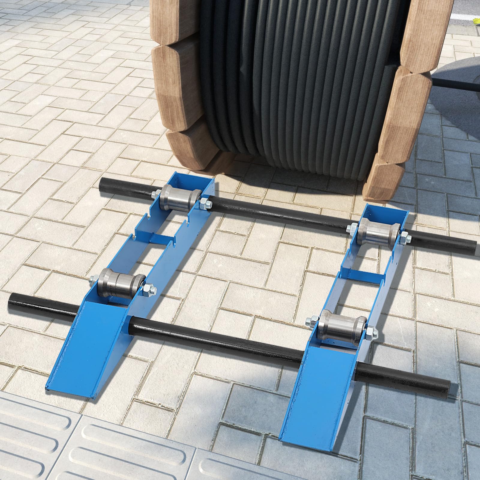 Dispenser Per Bobine Di Cavo Con Rullo Regolabile A 3 Livelli, Per Bobine Ø30-120cm, Telaio In Acciaio Per Uso Industriale E Gestione Efficiente Dei Cavi