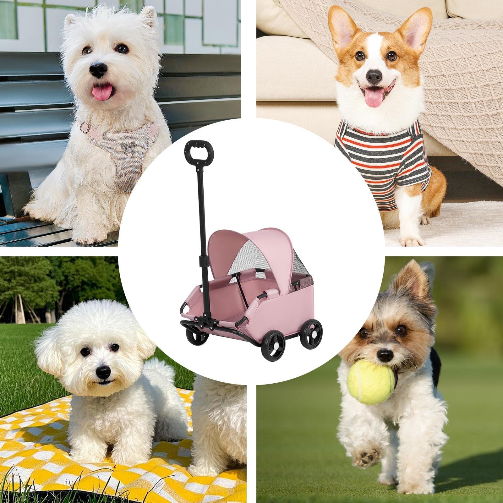 Animal, equipo de viaje plegable, carrito para cachorros, ventilación de malla segura, almacenamiento de colapso de mano, comodidad de hábitat móvil, pequeña unidad verde azulado para visitas de