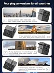 Universal Travel Adapter International World Adapter 5 in 1 European Travel Plug Fast Charger 2xUSB-A 2xUSB C Worldwide AC Outlet Adaptateur Voyage Adaptor Universal for Europe USA UK AUS Asia