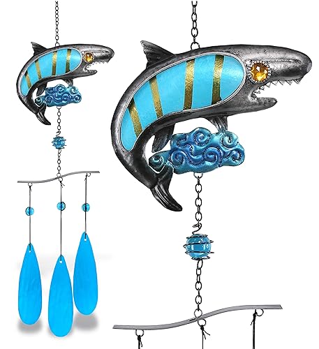 CoTa Global Shark Wind Chime - Handmade Glass and Metal