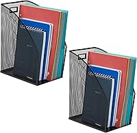 Mind Reader Vertical File Organizers Metal Mesh Desktop Holders Set of 2 Black - Space-Saving Folder Magazine Storage