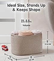 Vista 4 de CHAT BLANC Cestas de cuerda de algodón para organizar Cestas de almacenamiento para estantes Cesta de cuerda para almacenamiento, cestas