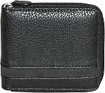 ROOTS Men's Faux Leather Zip Around RFID Protected Slim Bifold Wallet with 6 Card Slots and Double Bill Compartment, 1 ID Window, Black